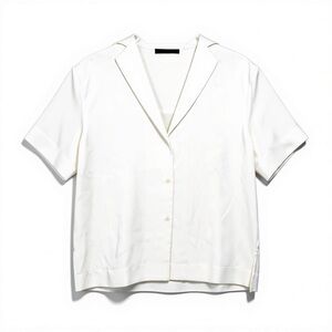 kes nyc dvory 100% Silk short sleeve relax fit button down blouse top size small